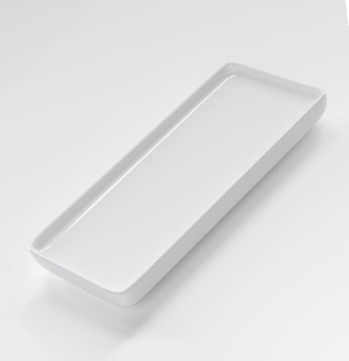Premium Ceramic Bathroom Tray β Sleek Non-Slip Organizer for Shower, Countertop, Vanity | 9.25x3.66inch | Easy-Clean, Corrosion-Resistant