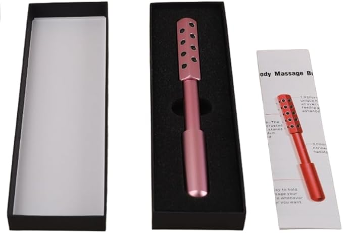 Betypura 24-Stone Facial Roller - Cooling Face & Neck Massager Tool for Skin Rejuvenation | 360° Contouring with Germanium Stones & Aircraft Aluminum | Portable 7.6" Beauty Roller - Pink