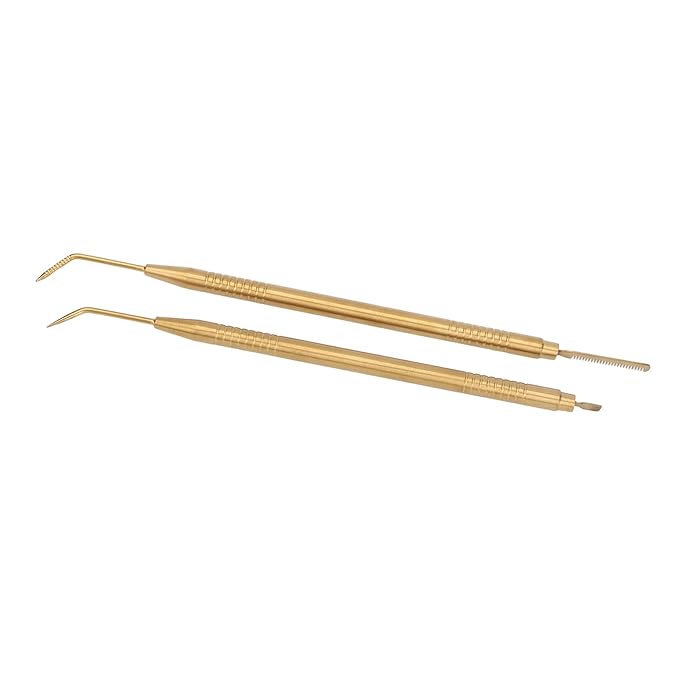 2 Pieces Eyelash Perm Tool,Lash Separator Tint Tool,Stainless Steel Lash Rods Tool with Comb for Eyelash Eyebrow Perming Tinting Curling Extensions (Gold)