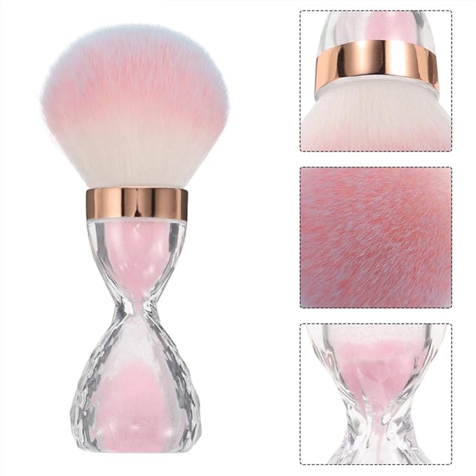 FRCOLOR 2Pcs Nail Dust Brush Acrylic Nail Art Dust Powder Brush Makeup Blush Brush Clean Up Tools Nail Art Brush Pink