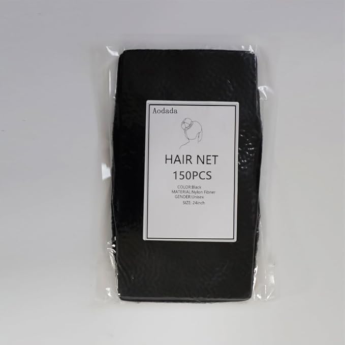 150Pcs Hair Net Black Set - 24 inches Invisible Elasticity Elastic Mesh Nylon Hair Net 144 Pcs - Kitchen Food Service Worker, Ballet Bun,with 10pcs U Shaped Hair Pins 2.4inch