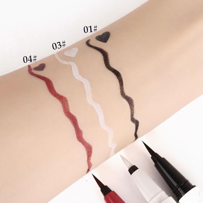 evpct 3Pcs White Red Black Matte Waterproof Colored Eyeliner Liquid Eye Liner Color Set Long Lasiting Colorful Liquid Eyeliner lapiz delineador de ojos contra el agua blanco para ojos de colores 1+3+9