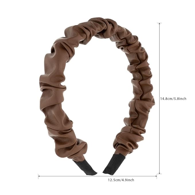 Madison Tyler Leather Headbands for Women | PU Leather Brown Handmade Outdoor Hair Band for Girls | Thin and Thick Hair | Skincare and Boho Spring Headband for Women
