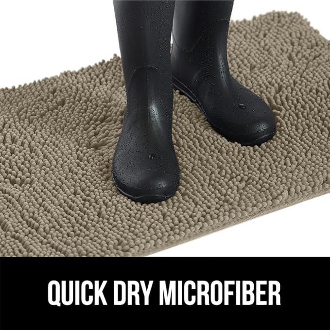 GORILLA GRIP SoakSTOPPER Dog Door Mat, 30x20 Machine Washable Rug Absorbent Doormat Captures Moisture Mud Dirt, Quick Dry Soft Chenille Entryway Rugs Indoor Entrance Mats for Dog Paws, Cappuccino