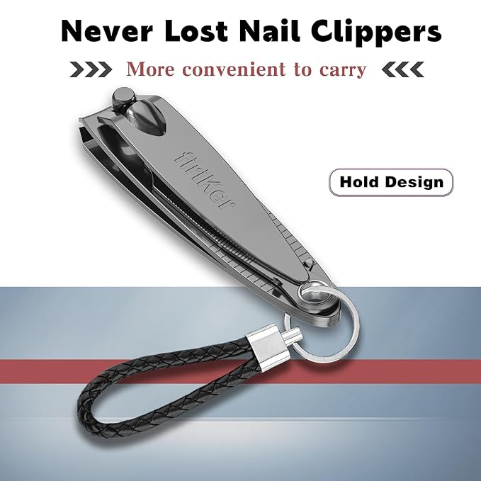 Nail Clipper Set, Sturdy Stainless Steel Fingernails & Toenails Clippers & Nail File, Sharp Effortless Fingernail Toenail Trimmer, Portable Nail Cutter for Women Men(Gray)