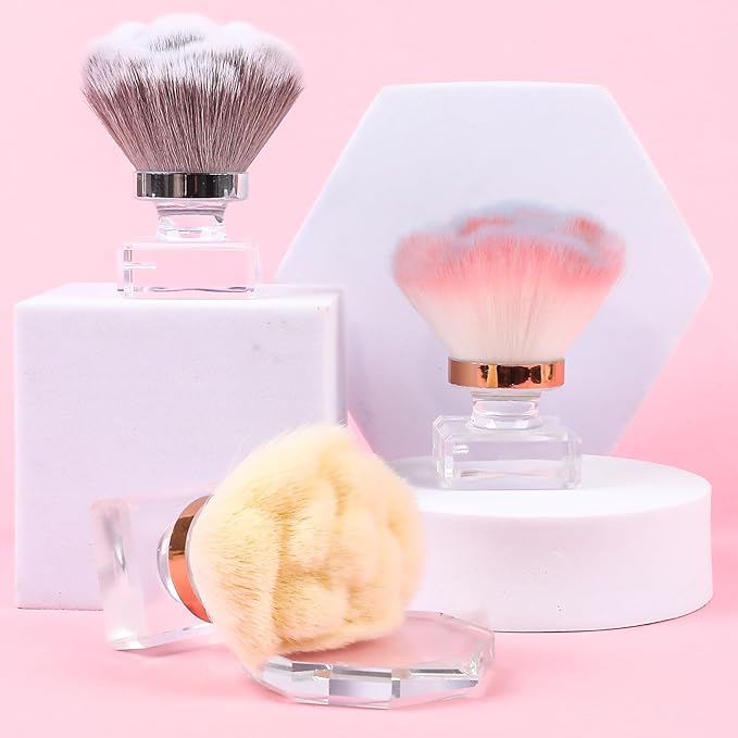 ANGNYA Dust Brush for Acrylic Nails - White Rose Soft Nail Art Powder Remover and Makeup Brush - Manicure Clean Up Tool