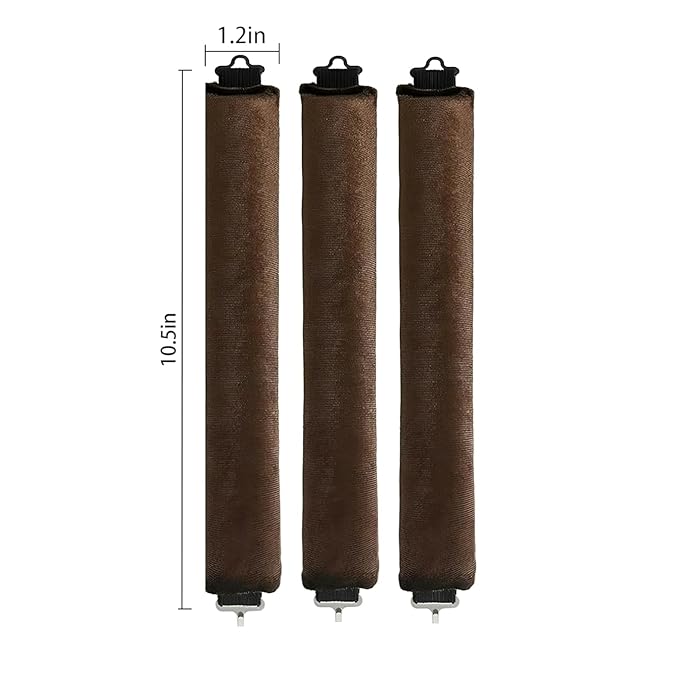 Overnight Heatless Hair Curler Blowout Rods Jumbo, Heatless Curls Satin Jumbo Flexi Rods to Sleep in, Soft Heatless Rod for All Hair Types, No Heat Overnight Sleeping Curls Styling Tools (Brown,3Rods)