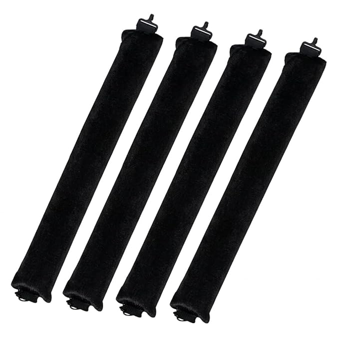 Overnight Heatless Hair Curler Blowout Rods Jumbo, Heatless Curls Satin Flexi Rods for Overnight Sleeping, No Heat Curling Tool for All Hair Types, Soft Heatless Hair Curler (Black,4 Rods)
