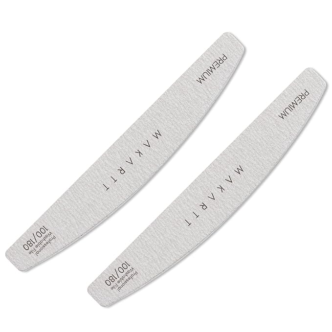 Makartt Nail File, 100/180 Grit Nail Files for Natural Nails, Professional Strong Emery Boards for Nails Doubled Sides Washable Fingernail Files Manicure Tool Set(Zebra-2pcs Trial Set)