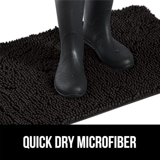 GORILLA GRIP SoakSTOPPER Dog Door Mat, Machine Washable Rug Absorbent Doormat Captures Moisture Mud Dirt, Quick Dry Soft Chenille Entryway Rugs Indoor Entrance Mats for Dog Paws, 24x17 Black