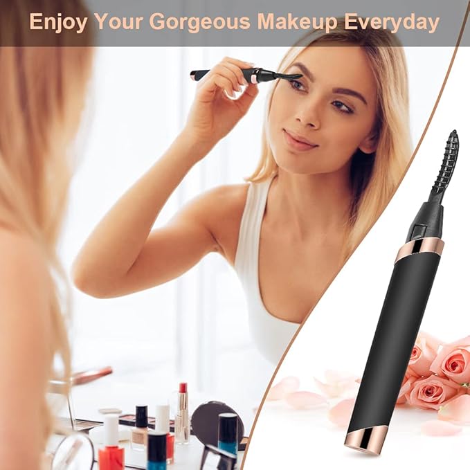 Heated Eyelash Curler, Electric Eyelash Curler, Rechargeable Lash Curler for Makeup Natural Curling Eye Lashes and 24 Hours Long Lasting - Black 2026 Updated New Model B