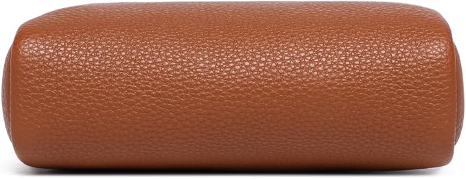 Makeup Bag Large Capacity Women's Classic Black Wash Bag Adjustable Partition Wash Brush and Cosmetic Carrying Bag (PU/Saddle Brown)