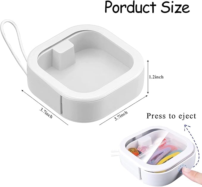 2 Pcs Hair Tie Organizer, Portable Hair Accessory Storage Containers Small Stackable Hair Ties Qtip Travel Holder Cotton Swab Dispenser Hair Accessories Organizer Box (2PCS,white)