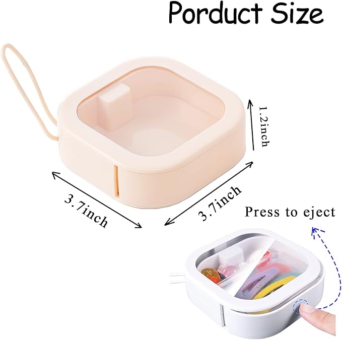 4 Pcs Hair Tie Organizer, Portable Hair Accessory Storage Containers Small Stackable Hair Ties Qtip Travel Holder Cotton Swab Dispenser Hair Accessories Organizer Box(4PCS,(2Pink+2white))