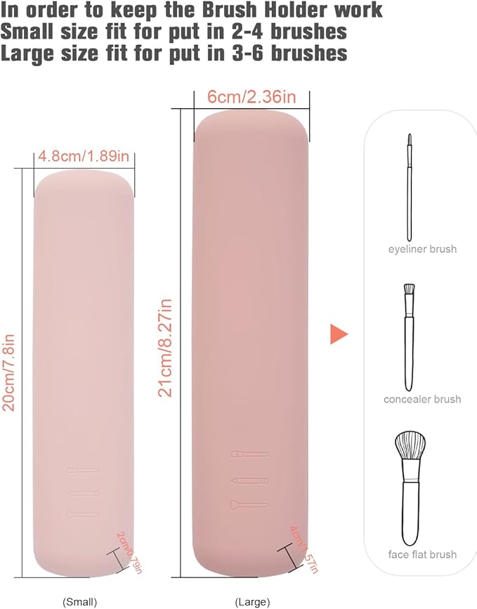 FERYES Large Travel Makeup Brush Holder, Magnetic Anti-fall Out Silicon Portable Cosmetic Face Brushes Holder, Soft and Sleek Makeup Tools Organizer for Travel- (8.27 * 2.36 * 1.57)