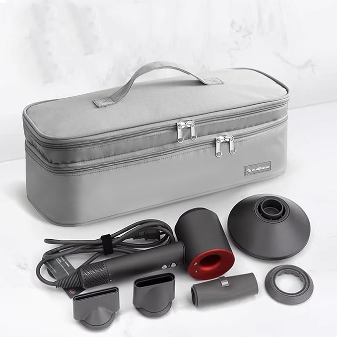 Double-Layer Travel Carrying Case Portable Storage Organizer Bag for Women, Compatible with Revlon One-Step Hair Dryer and Volumizer Hot Air Brush and Attachments Scandihome Series (Bag Only)