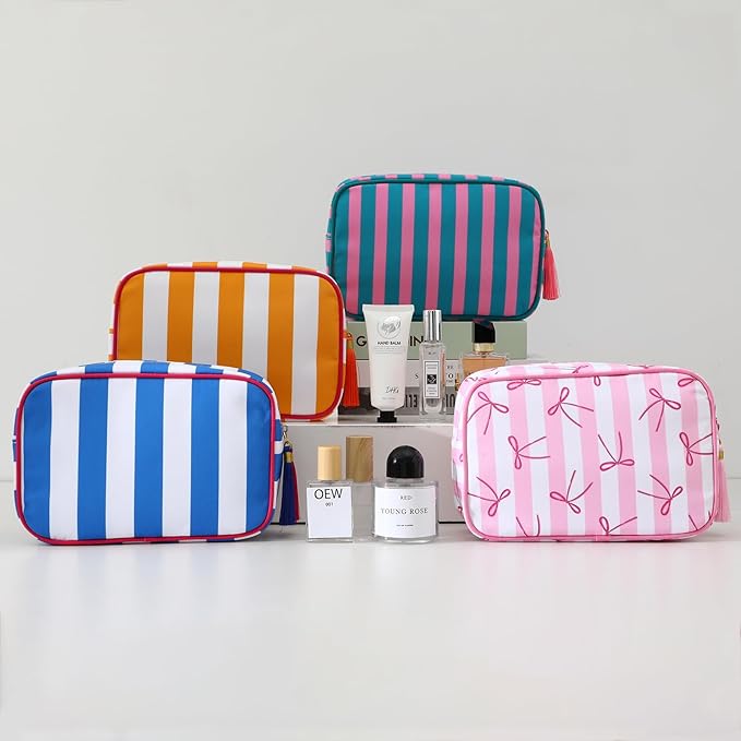 Makeup Bag Travel Cosmetic Bag Organizer Tassel Toiletry Bag Large Canvas Zipper Pouch Mahjong Tile Bag