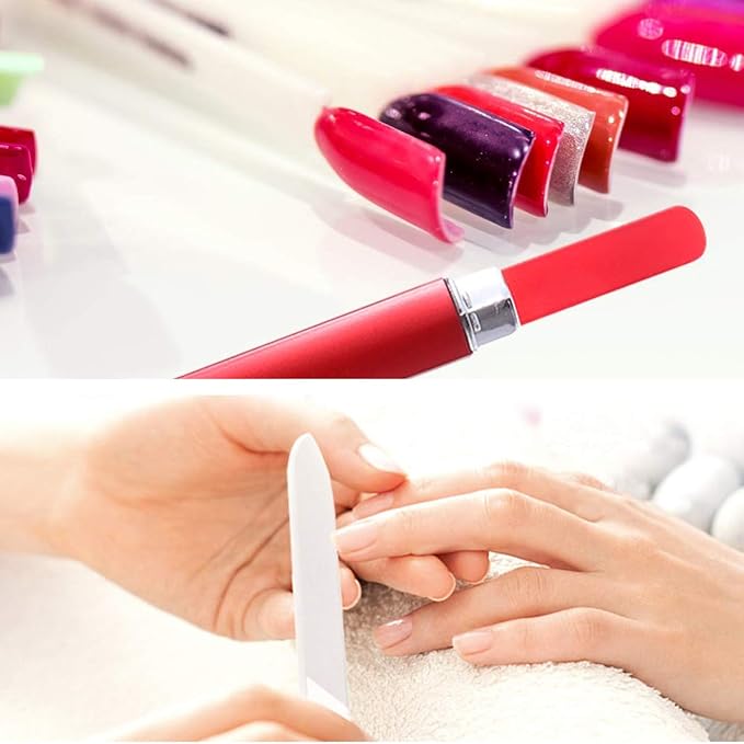 12 Pack Glass Nail Files with Case Crystal Glass Fingernail Files Double Sided Glass Nail File Mixed Color Manicure Set Christmas Gifts Stocking Stuffers