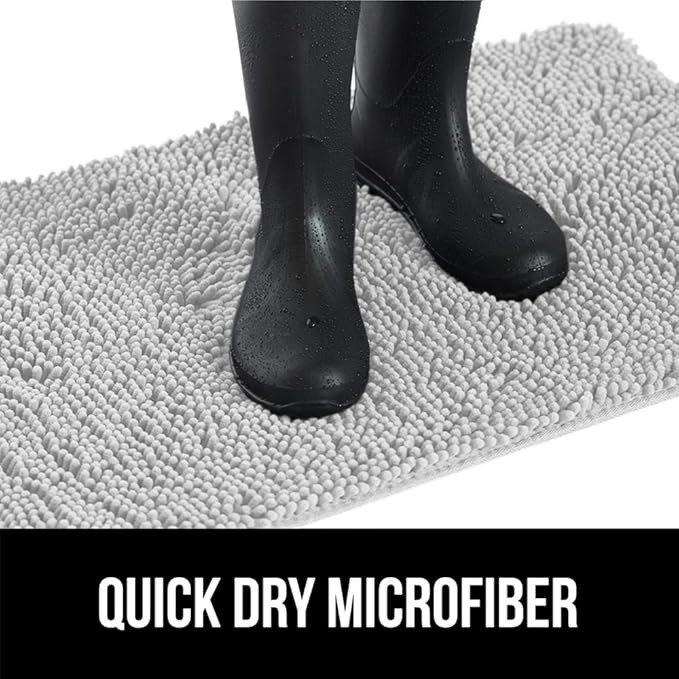 GORILLA GRIP SoakSTOPPER Dog Door Mat, 48x30 Machine Washable Rug Absorbent Doormat Captures Moisture Mud Dirt, Quick Dry Soft Chenille Entryway Rugs Indoor Entrance Mats for Dog Paws, Light Gray