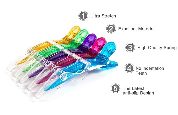 10pcs/set Multicolor Croc Clips Transparent Plastic Hairdresser Clip Hair Styling Sectioning Barrettes Non Slip Alligator Clip Salon DIY Accessories Hairpins for Women and Girls(10pcs-Blue)