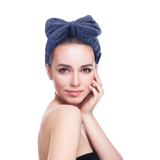 4 Pack Makeup Spa Headband Microfiber Bow Towel Soft Fluffy Washing Face Headband for Women Girls Shower Bath Skincare (White, Blue, Pink, Brown)