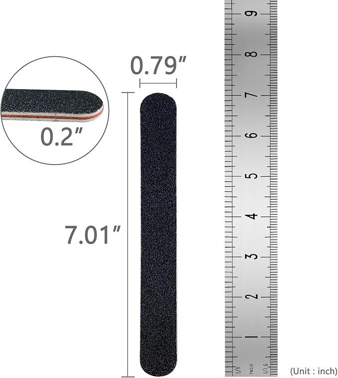 30 Pack Professional Emery Boards - 100/180 Grit Nail File Pack for Acrylic and Natural Nails, Black