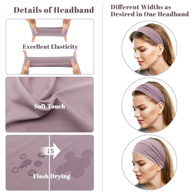 Wide Headbands for Women Non Slip, Fabric Head Bands for Women's Hair, Nurse Headbands for Women, Fashion Winter Hair Accessories, 12 Solid Colors