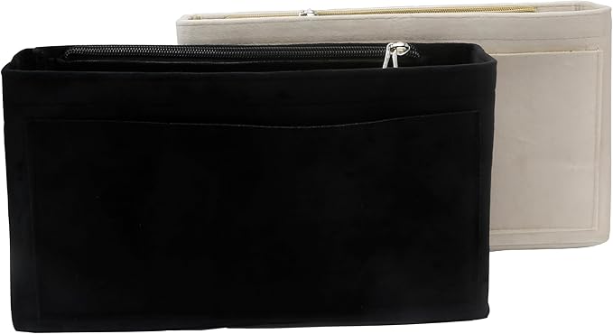 Purse Organizer Insert, Suede Bag Organizer Handbag Tote Shaper, Suede Material, Soft and Non Damaging Bag (Black, Medium)