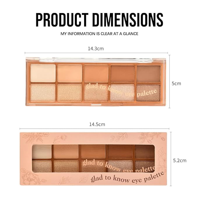 10 Neutral Nude Brown Eyeshadow Palette – High-Pigment Matte & Shimmer Eye Shades in Ivory Cream, Camel, Toffee & Champagne – Easy-Blend & Long-Lasting Shadow for Natural Daily Looks & Mature Eyes