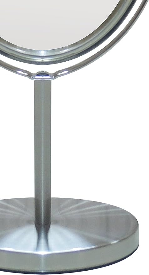 Free Standing Double Sided Tabletop Makeup Metal Vanity Mirror 1X and 3X Magnification, Oval, Swivel Mirror for Desk, Bedroom, Bathroom Nickel