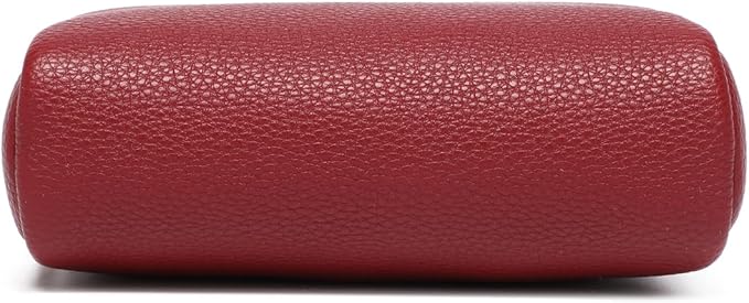 Makeup Bag Large Capacity Women's Classic Black Wash Bag Adjustable Partition Wash Brush and Cosmetic Carrying Bag (PU/Encore Red)