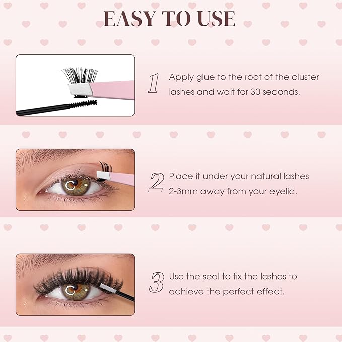 FADLASH Lash Clusters Natural Eyelash Clusters 60D Individual Cluster Eyelash Extensions 12-18mm D Curl Fluffy Eyelash Extensions (60D, 12-18mm)