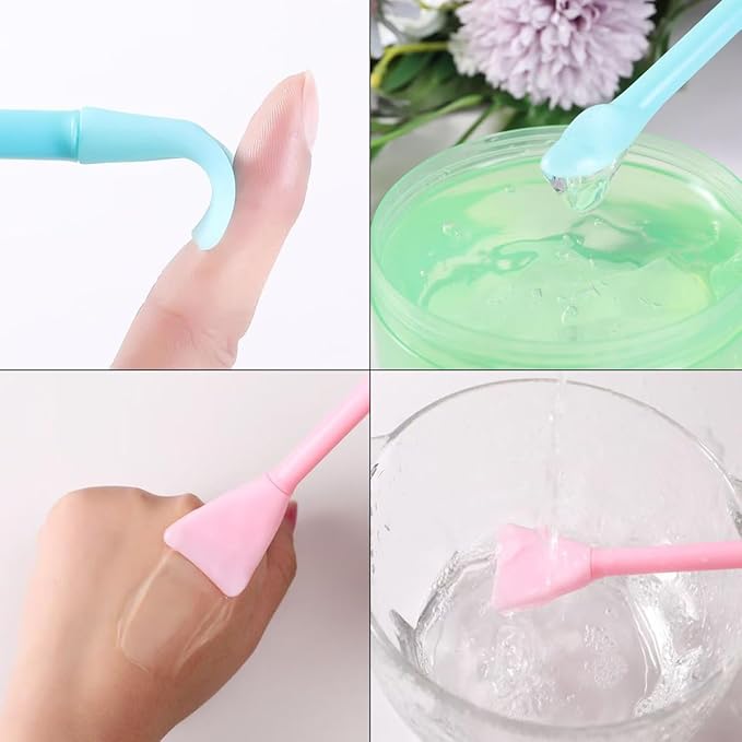 6 Pack Cosmetic Spatula, Small Silicone Applicator Face Brush for Skin Treatment DIY Facial Mud, Gel, Cream, Lotion, Powder, Clay, Plastic Scooper Extractor Tool for Mixing, Sampling, Waxing