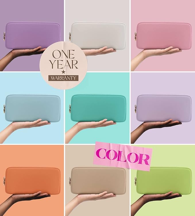 Embla Makeup Bag Travel Cosmetics Pouch and Toiletry Bag, Nylon Zipper Pouch Purse, Cute Make Up Organizer Storage Tote for Women Girls, Travel Skincare Case, Small Makeup Bags, Cotton Candy
