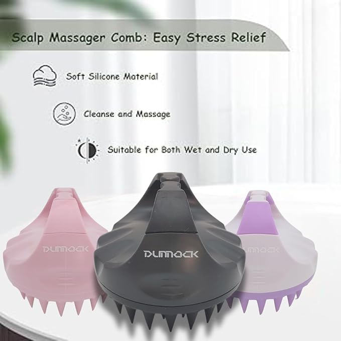 Dunnock Manual Scalp Massager & Shampoo Brush (Black) – Designed to give You a Salon-Like Scalp Treatment at Home Turn Every Wash Dandruff Comb Into a Spa Experience Silicone Hair Shampoo Brush.