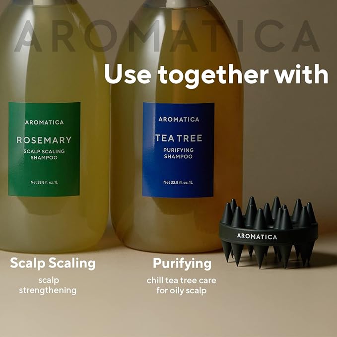 AROMATICA Dual-Sided Scalp Care Shampoo Brush - Silicone Scalp Massager Hair Growth, Scalp Scrubber & Exfoliator, Shampoo Brush for Shower Hair Wash and All Hair Types, Deep Cleansing Scalp Brush