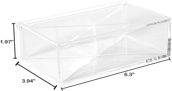 Hammont Clear Acrylic Box with Hinged Lid – Small Plastic Organizer for Office, Desk, Makeup, Crafts, Cotton Balls, Jewelry & More | 6.5''x4''x2'' (2 Pack)