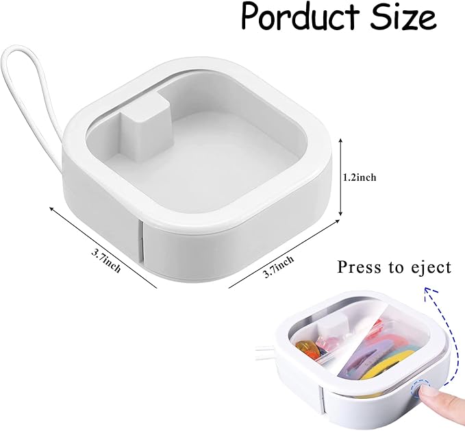 4 Pcs Hair Tie Organizer, Portable Hair Tie Containers Storage Box Small Stackable Hair Ties Qtip Travel Holder Cotton Swab Dispenser Hair Accessories Organizer for Girls (4PCS,white)
