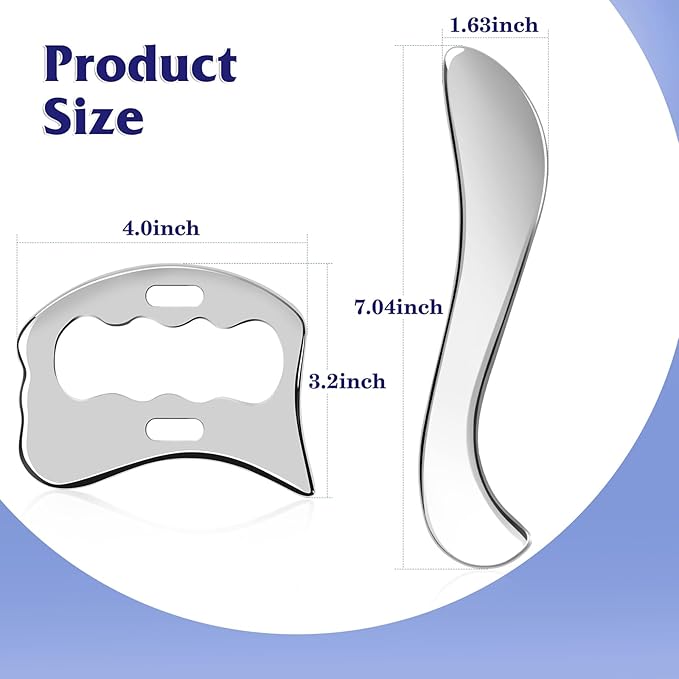 Guasha Massage Tool, Grade Stainless Steel Scraping Tool for Soft Tissue Upgrade Physical Therapy Stuff,Used for Back, Legs, Arms,Neck,Shoulder, Gua sha Tool…(S+Square Shaped)