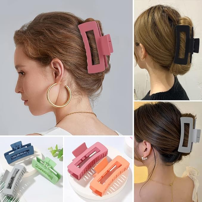 laxizar Hair Claw Clips 8 PCS 4.1 Inch Barrettes Rectangle Shape Clips Fashion Hair Clips