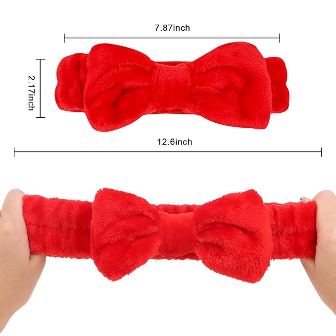 CIEHER Spa Headbands for Bachelorette Party Favors, 8 Pcs Red & White Spa Headbands for Bride & Bridesmaid, Bachelorette Gifts for Bride Skincare Makeup Hair Styling