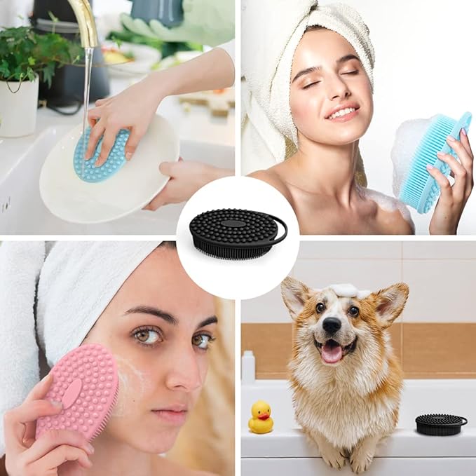 6 Pack Silicone Body Scrubber, Soft Silicone Loofah Exfoliating Body Scrubber Fit for All Kinds of Skin, Clean and Sanitary