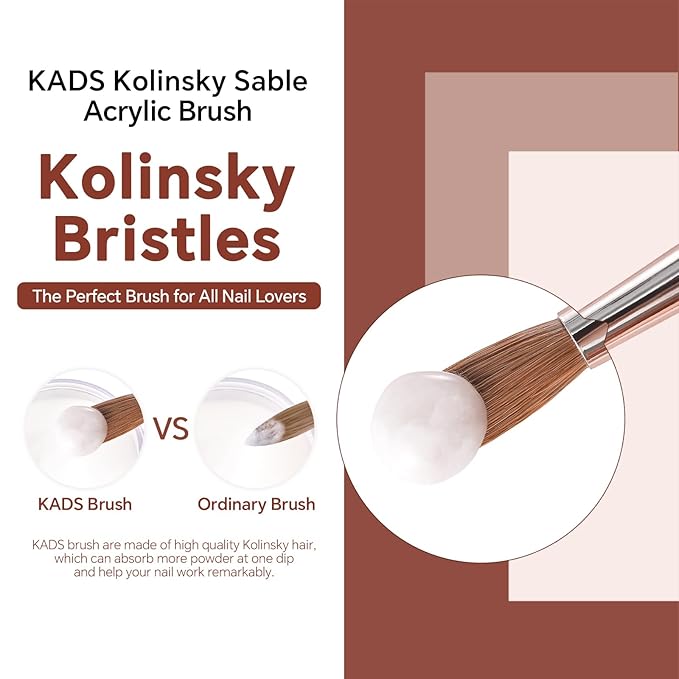 KADS Acrylic Nail Brush with Penholder Nail Brush for Acrylic Application-Oval Shaped Powder Nail Design Tools for Professional Manicure DIY Home Salon (6#)
