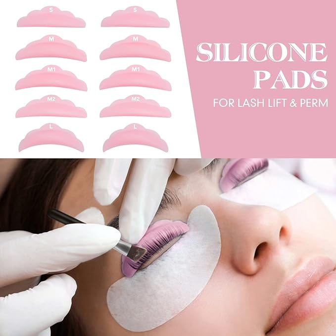 PERMANIA Lash Lift Rods, Great Smell Lash Glue Balm for Eyelash Perm Silicone Curler Pads Reusable Lash Perm Covers Makeup Beauty Tools 17PCS(Pink)
