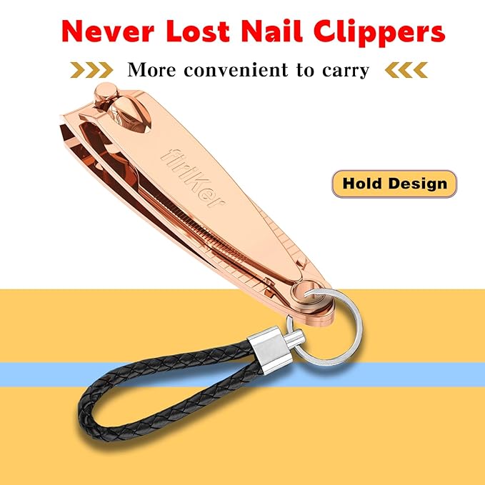 Nail Clipper Set, Sturdy Stainless Steel Fingernails & Toenails Clippers & Nail File, Sharp Effortless Fingernail Toenail Trimmer, Portable Nail Cutter for Women Men(Rose Gold)