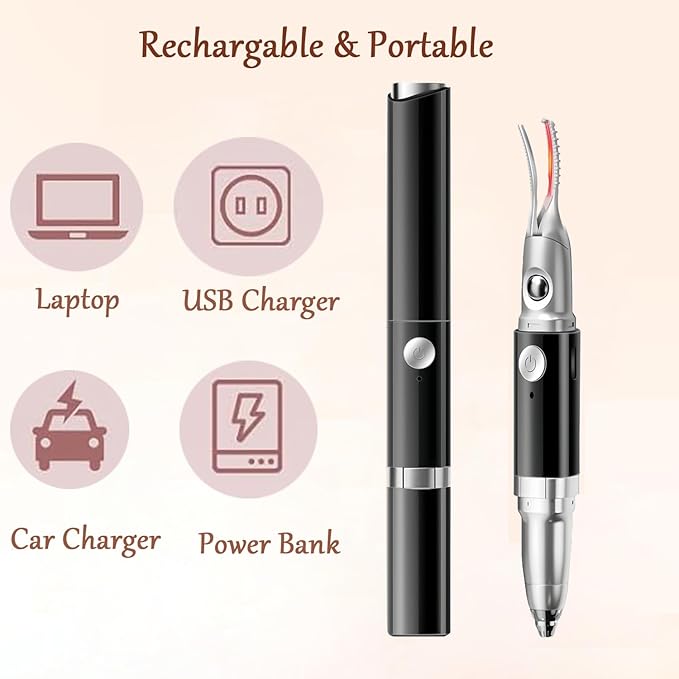 2 in 1 Heated Eyelash Curlers and Eyebrow Trimmer for Women, Electric Eyelash Curler with 2 Temperature Modes Anti-Burn USB Rechargeable Heated Eyelash Curler, Ideal Gift for Women HS89