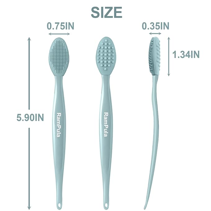 3 Pcs Lip Scrub Brush, Silicone Lip Scrubber Exfoliator, 3-in-1 Double-Sided Lip Brush Tool for Men Women Lip Lightening, Gentle Lip Exfoliator Scrubber Tool for Dark Lips