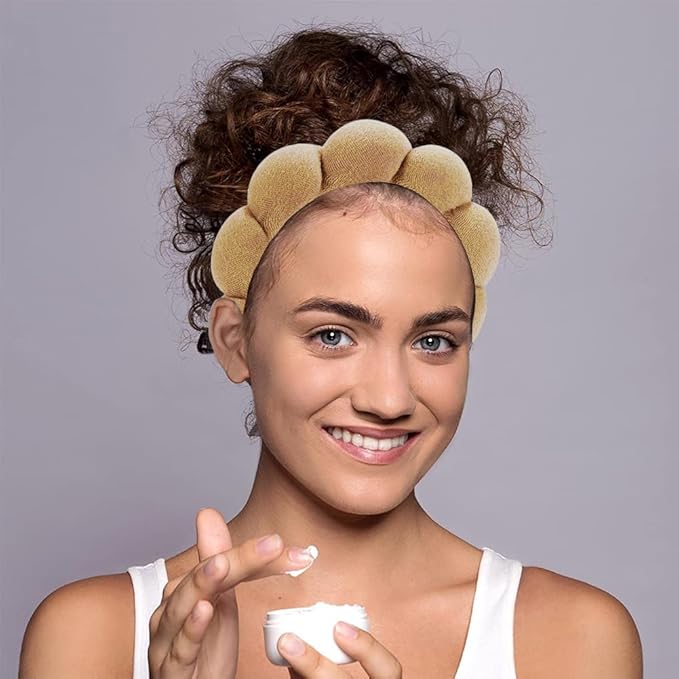HitModa Spa Headbands for Washing Face or Facial, Makeup Headband for Women, Skincare Hair band, Puffy Terry Cloth Face Washing Head band for Maskup, Skin Treatment