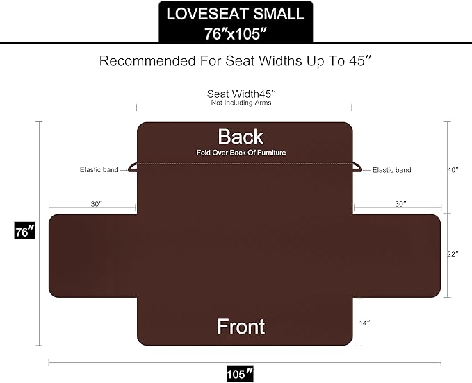 U-NICE HOME Loveseat Sofa Cover Reversible Couch Covers for 2 Cushion Couch for Dogs Furniture Protector Cover with Elastic Straps Water Resistant(Loveseat Small, Grey/Beige)