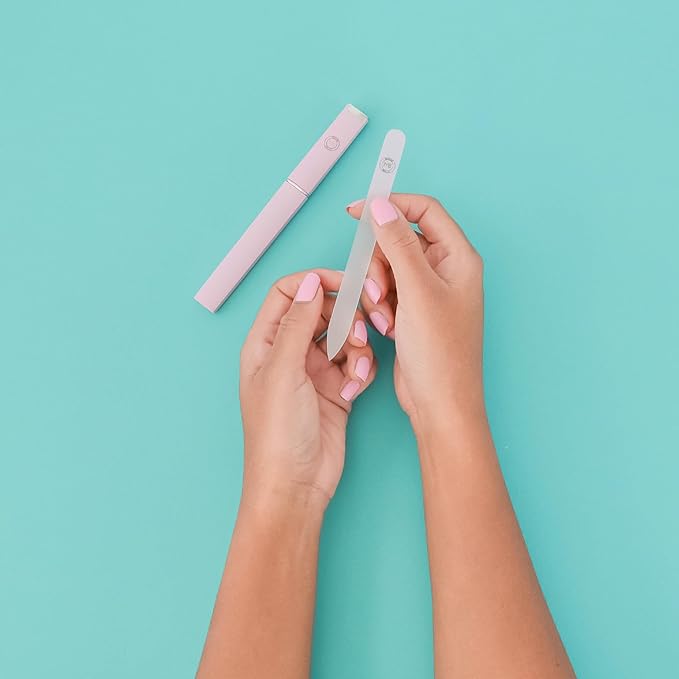 Malva Belle Best Crystal Glass Nail File for Women - File & Travel Case Set - Heavy Duty for Natural Nails, Gel - Professional Nail Shaper – Nail Care Essentials - Pastel Lilac 2mm